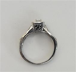 14K 2-TONE WHITE AND ROSE GOLD PRINCESS CUT DIAMOND HALO ACCENT RING 3.5G SIZE 6